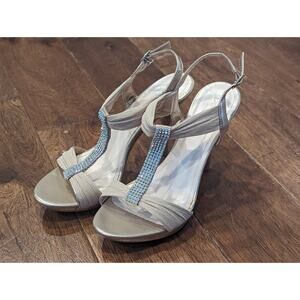 David's Bridal Nude Champagne Dress Formal Heels womens size 9 in GUC